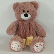 Ведмедик Аркаша блискучий шарф коралл мал 70см